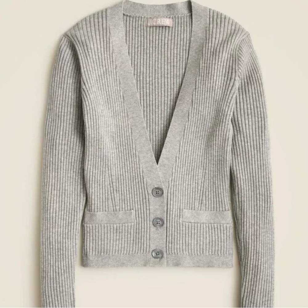 NWT J.Crew V-neck Cardigan sweater in stencil lyocell blend size small gray